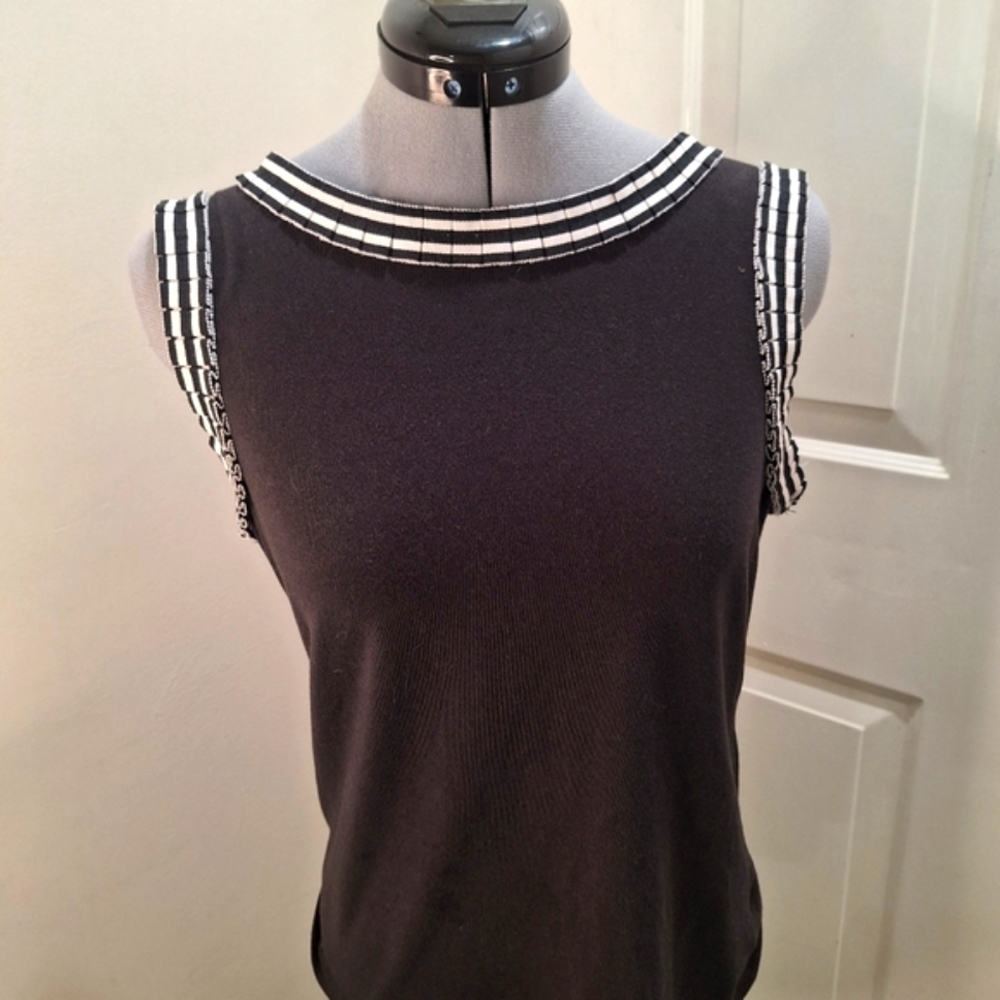 Talbots Black Sleeveless w/Ribbon Trim Size Medp